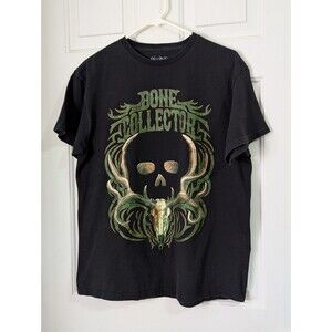 Bone Collector Tshirt Mens Large Black Cotton Skull Antlers Hunting Outdoors